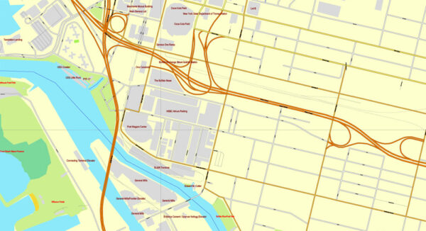 Buffalo Map New York US printable vector street map full editable Adobe ...