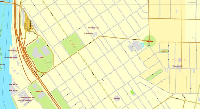 Buffalo Map New York US printable vector street map full editable Adobe ...