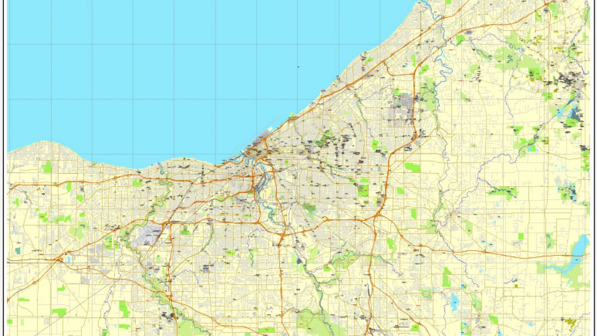 Cleveland Ohio Zoning Map Pdf Map Cleveland, Ohio, Us, Printable Editable Vector Map City Plan