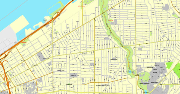 Cleveland printable vector map Ohio, US, City Plan full editable, Adobe ...