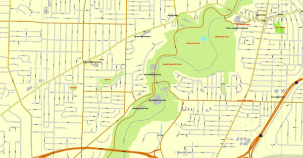 Cleveland printable vector map Ohio, US, City Plan full editable, Adobe ...