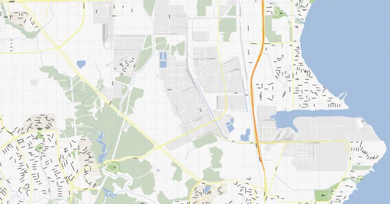 La Porte + Baytown, Texas, US, printable vector street G-View map level 16,  full editable, Adobe Illustrator