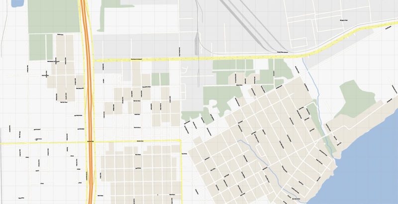 Vector Map La Porte + Baytown, Texas, US, printable vector street G-View map level 17, full editable, Adobe Illustrator, full vector, scalable, editable, text format street names, 5 mb ZIP