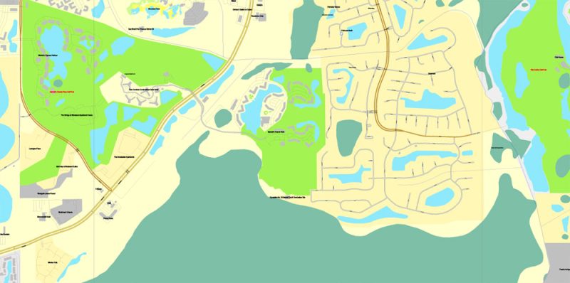 Vector Map Orlando, Florida, exact printable vector street City Plan map V.3, full editable, Adobe Illustrator, full vector, scalable, editable, text format street names, 11 mb ZIP