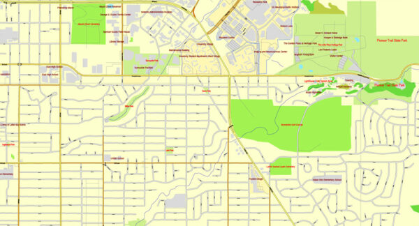 Salt Lake City, Utah, printable vector street City Plan map V3-2016.08 ...