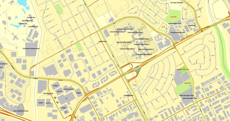 Vector Map San Jose, California, US, printable vector map street City Plan V.3.08.2016 full editable, Adobe Illustrator, full vector, scalable, editable text format street names, 19 mb ZIP
