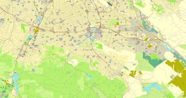 San Jose, California, US, printable vector map street City Plan V.3.09 ...