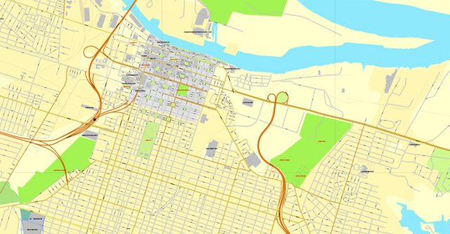 Savannah, Georgia, US, printable vector map street City Plan V.3.08.2016 full editable, Adobe ...