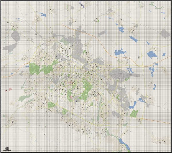 Sofia Vector Map Bulgaria, printable City Plan full editable Adobe Illustrator editable Detailed Street Map
