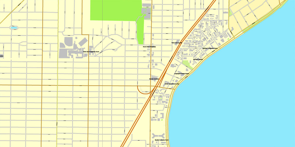 Vector Map Tampa, Florida, US, vector map Adobe Illustrator editable City Plan V3-2016.08, full vector, scalable, editable, text format street names, 9 mb ZIP