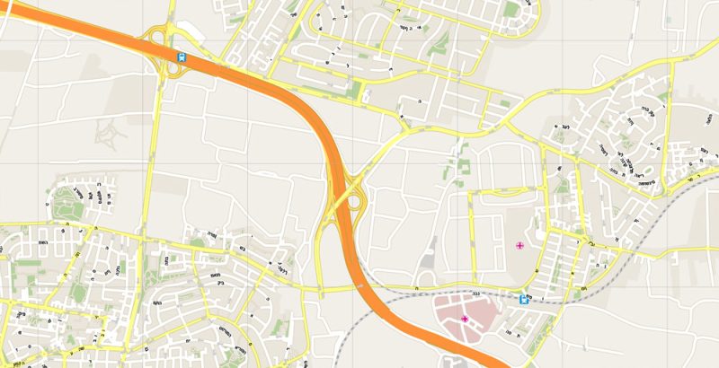 VectorMap Tel Aviv, Israel, printable vector street City Plan G-View V.3 map full editable, Adobe Illustrator, full vector, scalable, editable, text format street names, 18 mb ZIP