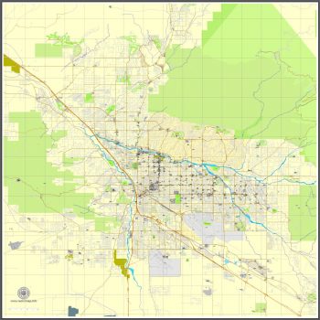Tucson, Arizona, US printable vector street City Plan map, full ...