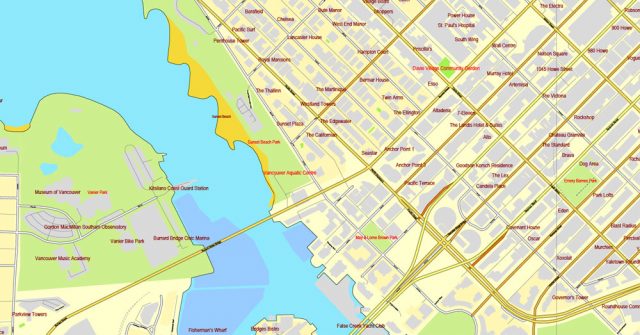 Vancouver exact map V.3.09: Printable City Plan Map in 4 parts of ...