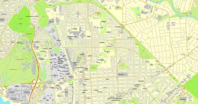 Washington DC Map US vector printable Adobe PDF editable City Plan V3 ...