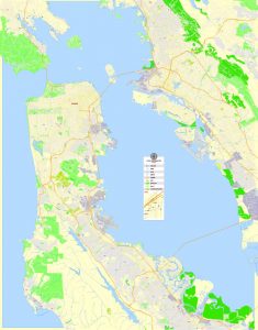 San Francisco PDF Map, California, US, exact vector Map