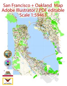 Map San Francisco + Oakland California US