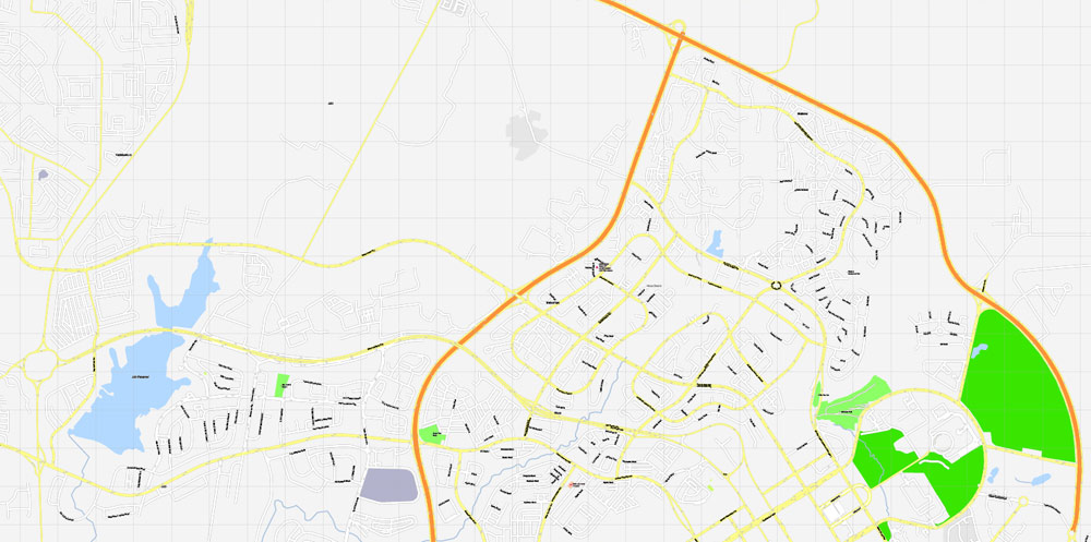 Printable Map Abuja, Nigeria, exact vector map G-View level 16 (250 meters) street City Plan full editable, Adobe Illustrator, full vector, scalable, editable text format street names, 2 mb ZIP
