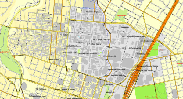 Austin Texas US exact vector map Adobe Illustrator editable City Plan ...