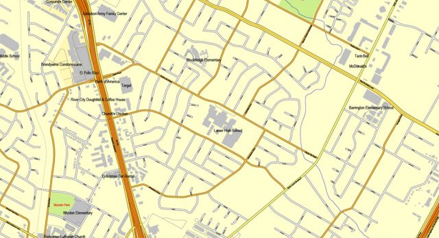 Austin Texas US exact vector map Adobe Illustrator editable City Plan ...