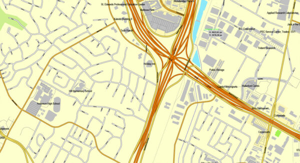 Austin Texas US exact vector map Adobe Illustrator editable City Plan ...