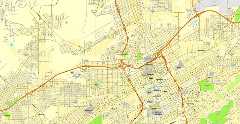 Vector Map Birmingham, Alabama, US, exact vector map Adobe Illustrator editable City Plan V3.09, full vector, scalable, editable, text format street names, 8 mb ZIP
