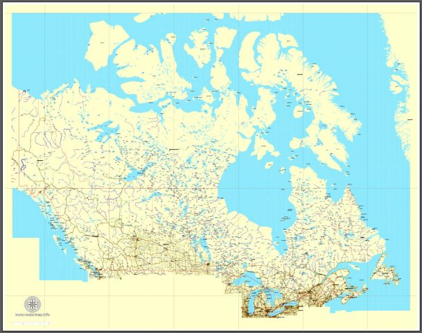 Vector Map Canada Mainroads Mercator Projection Ai Pdf 00 609x480 