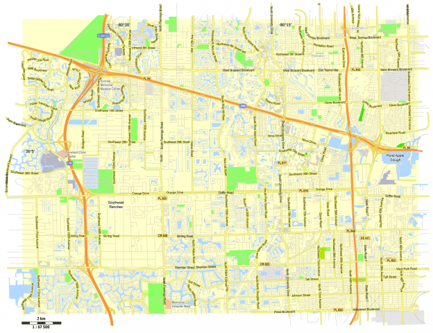 Davie Florida Us Free Vector Map Adobe Illustrator