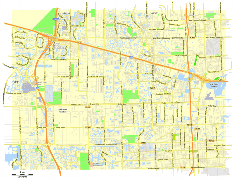 Davie Florida US Free vector - Vector Map Davie Florida 768x591