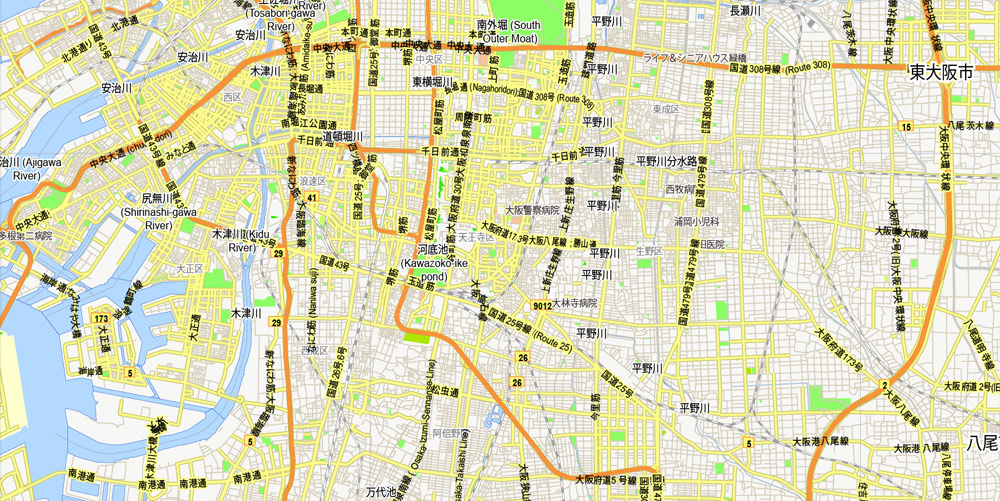 City map Kyoto Japan 13 ai