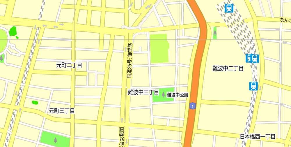 Osaka Map PDF Vector Japan printable exact City Plan 250 meters scale Street Map editable Adobe PDF, scalable, editable text format  street names, 32 mb ZIP