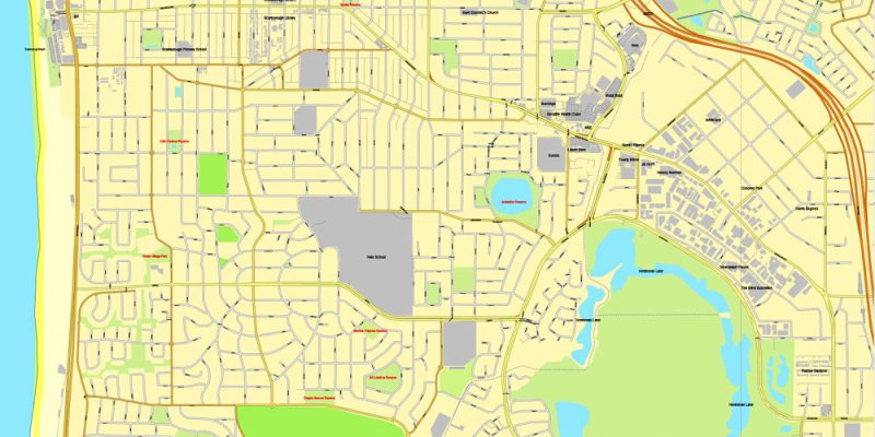 Printable Map Perth, Australia, exact vector street City Plan map V.3.09, full editable, Adobe Illustrator, full vector, scalable, editable, text format street names, 19 mb ZIP