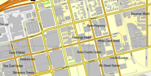 Reno, Nevada, US, exact vector street City Plan map V3.09, full ...