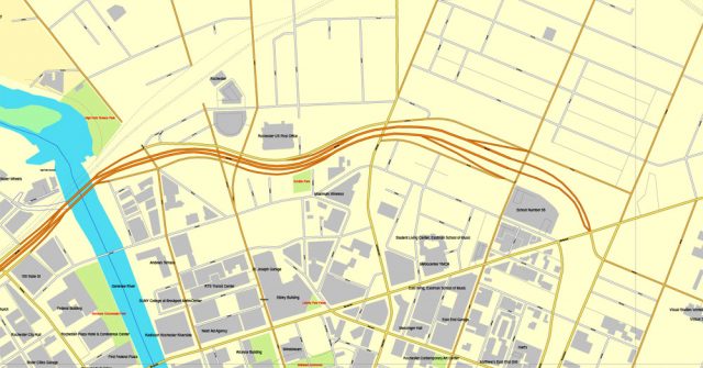 Rochester Map New York US exact vector street map V3.09 full editable ...