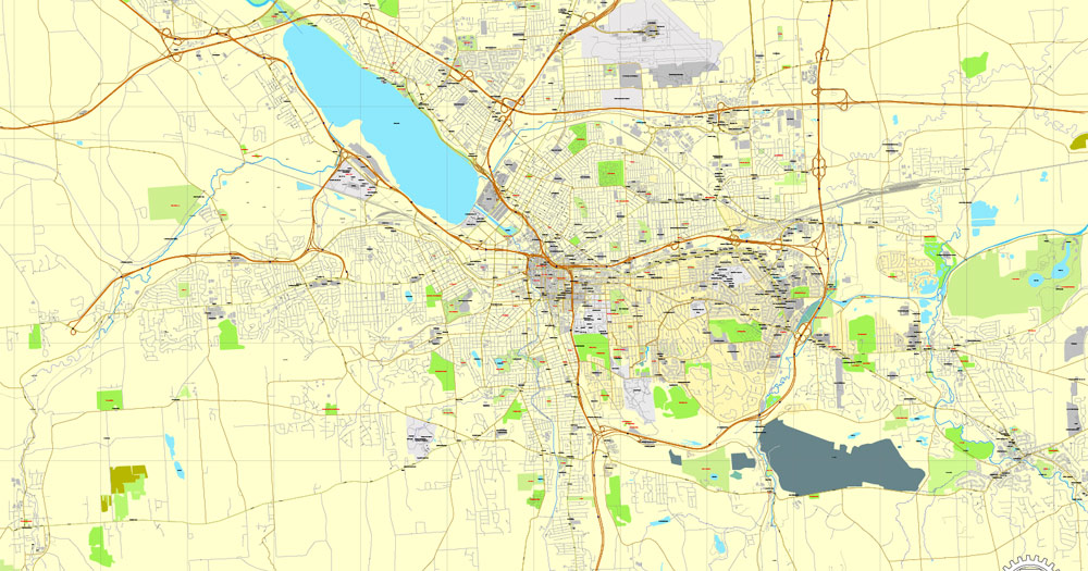Syracuse Map New York US exact vector street map V2.09 full editable Adobe Illustrator