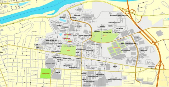 Tuscaloosa Alabama US printable vector street map: City Plan full ...