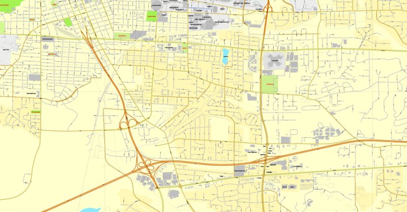 Printable Map Tuscaloosa, Alabama, US, exact vector street City Plan map V3.09, full editable, Adobe Illustrator, full vector, scalable, editable text format street names, 6 mb ZIP