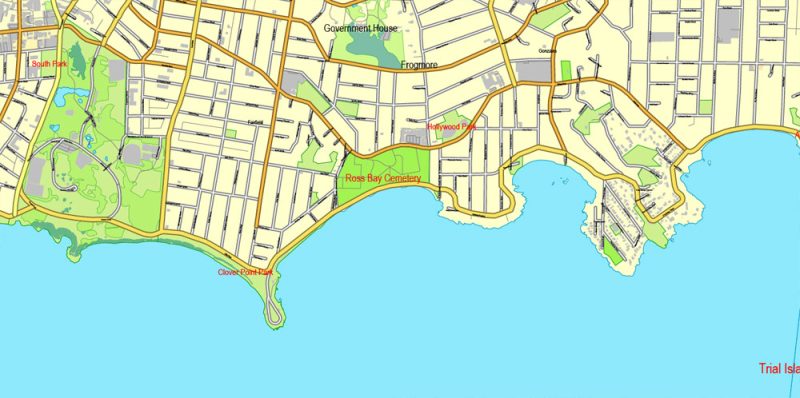 Printable City Plan Map of Victoria, Canada, Adobe Illustrator, full vector, Map V3.09, scalable, editable, separated text layer street names, 26 mb ZIP