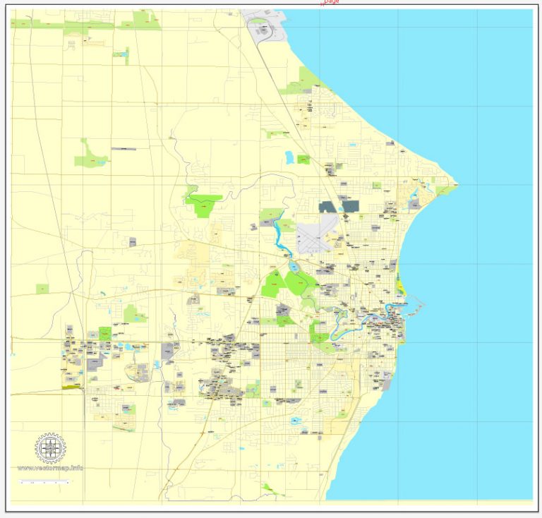 Wind Point, Wisconsin, US printable vector street City Plan map, full