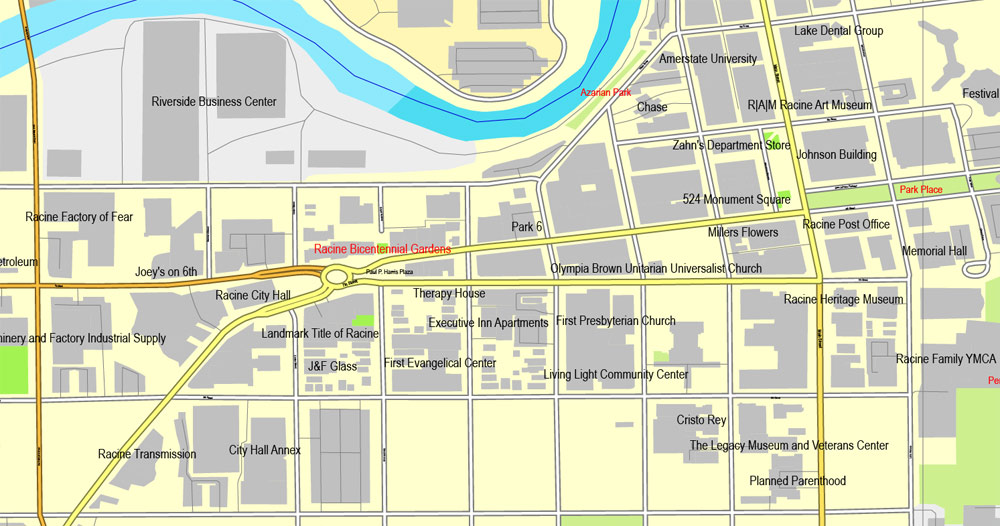 Printable Map Wind Point, Wisconsin, US, exact vector street City Plan map V3.09, full editable, Adobe Illustrator, full vector, scalable, editable text format street names, 2 mb ZIP