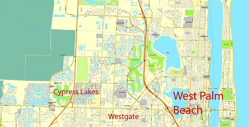 city map miami vector urban plan adobe pdf editable street map