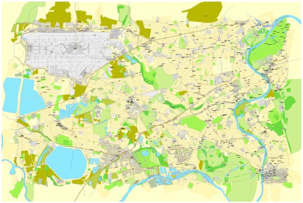 Printable Map Heathrow, Feltham, Hounslow map (part of Greater London Map), England UK, printable vector map Adobe Illustrator editable City Plan, full vector, scalable, editable, text format street names, 5 mb ZIP