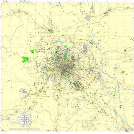 Printable Map Beijing, China, exact vector street G-view Level 13 (2.000 meters) map, full editable, Adobe illustrator, full vector, scalable, editable, text format street names, 7 mb ZIP