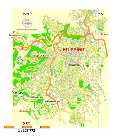 Jerusalem Vector Map, Israel, Free printable SVG map in English