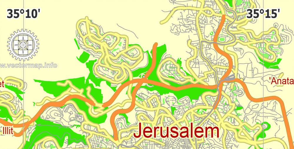 Jerusalem Free english Map, Printable map Jerusalem free
