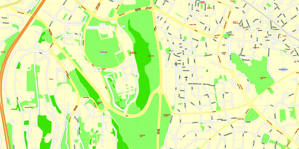 Printable Map Jerusalem, Israel, English vector map Adobe Illustrator editable G-View Level 17 (100 meters scale), full vector, scalable, editable, english text format street names, 4 mb ZIP