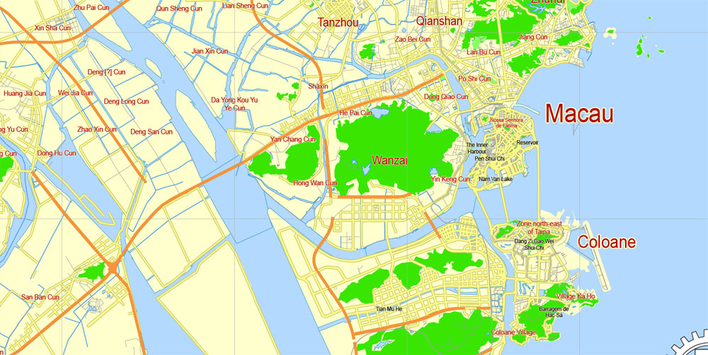 Free Download vector Map Macau, China, Free printable editable SVG map Macau in English