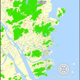Printable Map Macau, China, exact vector street G-view Level 17 (100 meters scale) map, full editable in ENGLISH, Adobe illustrator, full vector, scalable, editable, text format street names, 4 mb ZIP