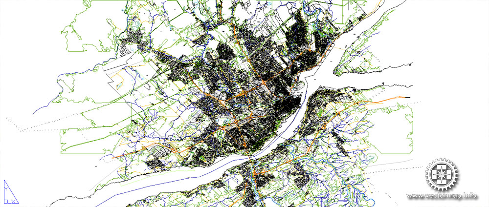 Quebec City Map, Canada, DWG, DXF, Shape files in 1 archive, V.4.10 full editable, 39 mb ZIP