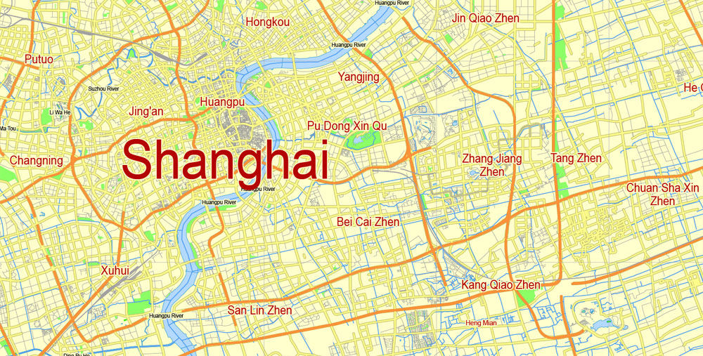 Free Download vector Map Guangzhou, China, Free printable editable SVG map Guangzhou in English