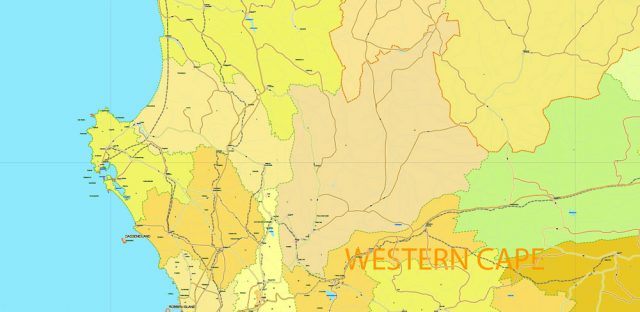 South Africa, printable vector map Adobe Illustrator V.2 editable, full vector 01 scalable ...